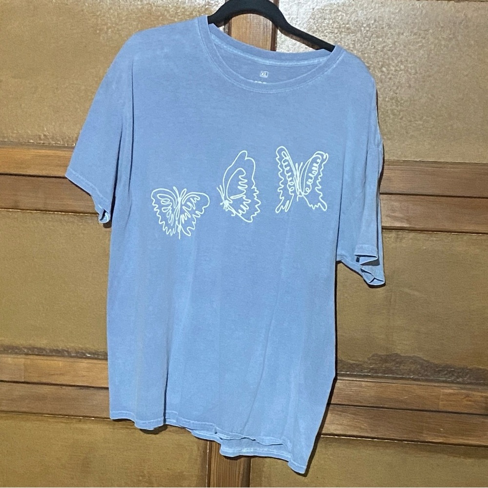 Urban Outfitters Light Blue Tee with Butterfly Design